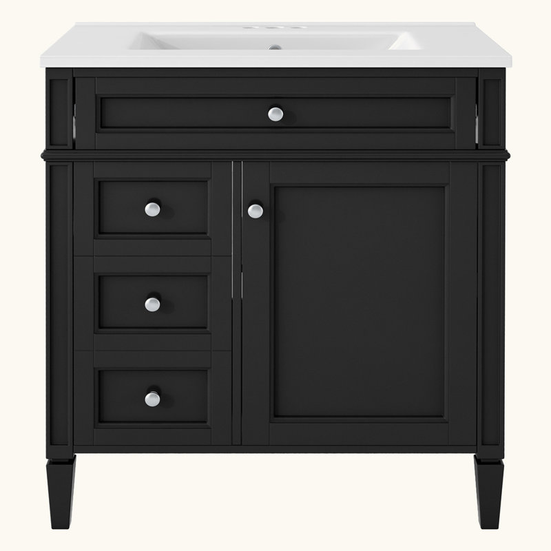 Modern Bathroom Storage Cabinet with Top Sink and a Tip-out Drawer