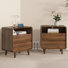 Nightstand Set Of 2 With Open Shelf & 2 Drawers, Modern Walnut Design, 23.7"W X 15.8"D X 25"H