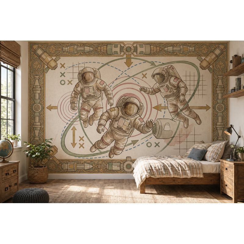 Papier peint astronomique astronautes, Non-Woven Nonpasted, 200"x120"