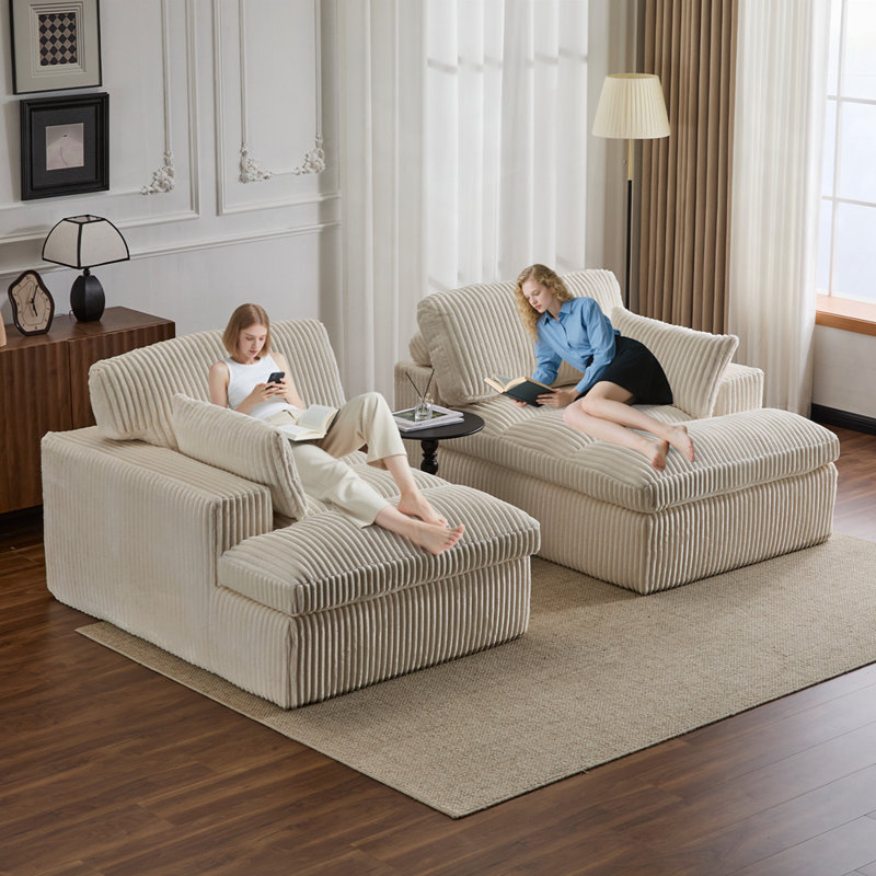 Canapé-lit désossé surdimensionné rembourré, Blanc, H 37,01 po x l 82,68 po x P 57,09 po