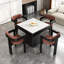 Table de poker blanche et noire en pierre frittée carrée + bois massif-117093574