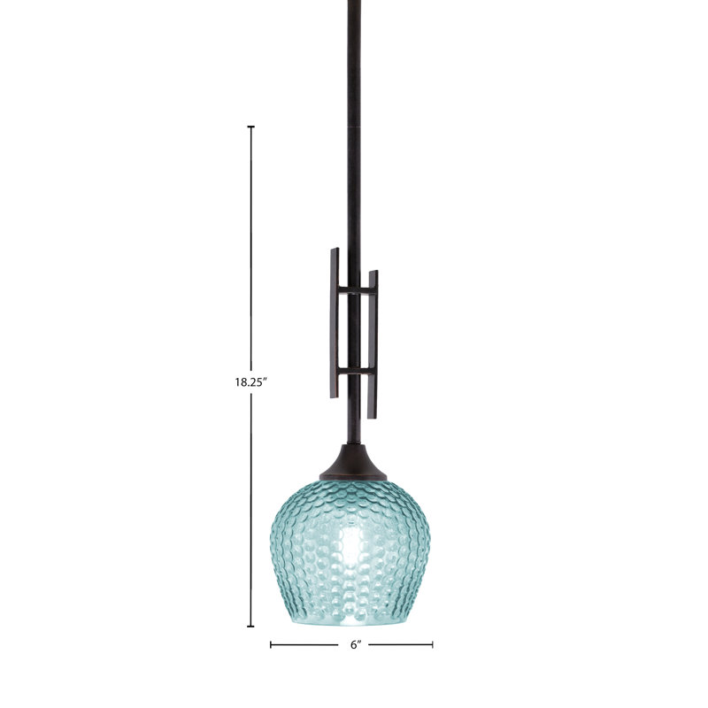 Mini-luminaire suspendu avec tige en verre Uptowne, Turquoise