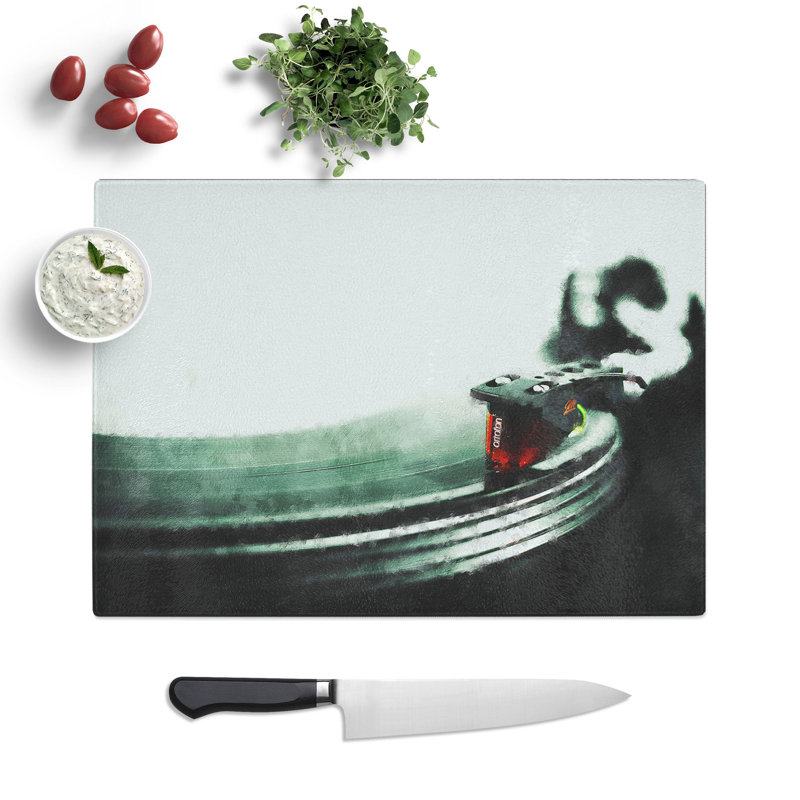 The Needle of the Record Player Painting Chopping Board, 20cm W x 28.5cm L