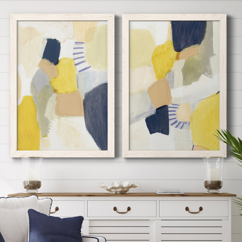 Trove I - ensemble de 2 reproductions d'art sur toiles, Toile blanche encadrée, H 43,5 po x l 31,5 po x P 1 po