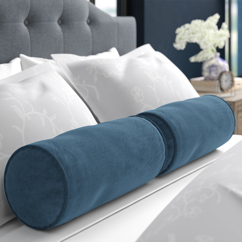  Bolster Cotton Blend Pillow Cover & Insert, Indigo