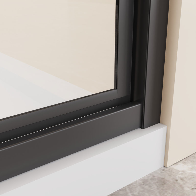 Porte de douche pivotante en verre trempé avec poignée en acier inoxydable l 44 à 48 po x H 72 po Brecken