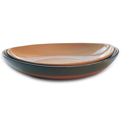 2-Piece Set of Oval Ceramic Large Serving Platters
