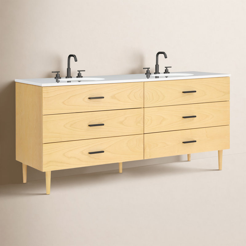 72'' W Double Vanity, Matte Black