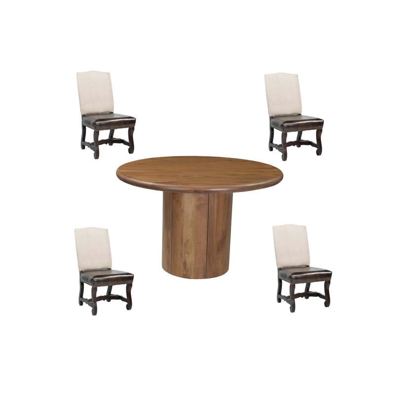 Ensemble de salle à manger 5 pièces en bois massif, Noyer