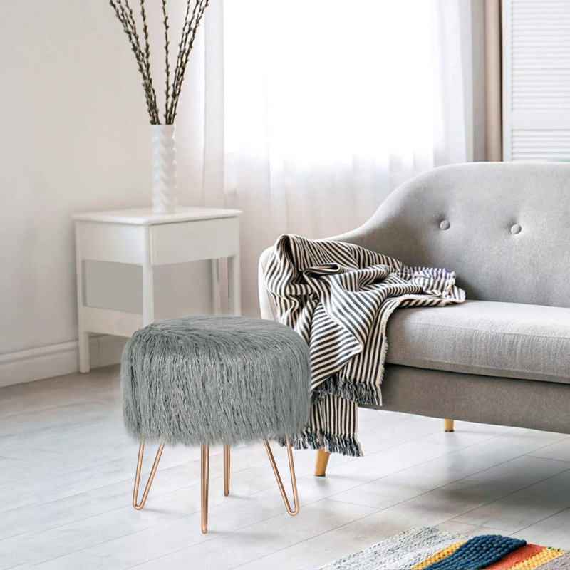 Upholstered Ottoman, Gray