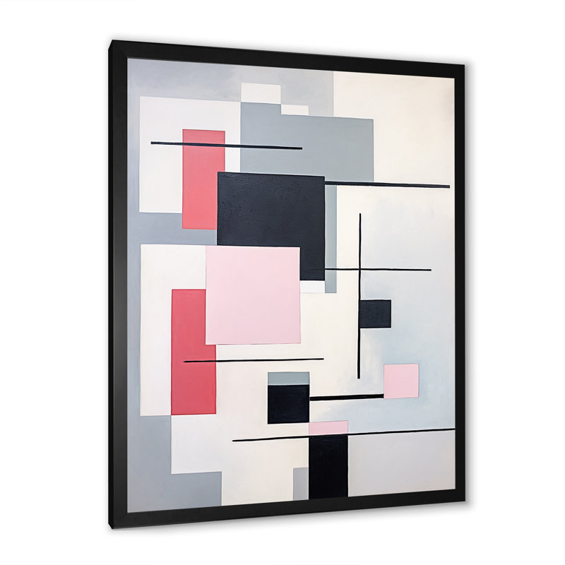 «Jaishna Pink Supreme», impression géométrique sur toile, Cadre photo noir, H 40 po x l 30 po x P 1,5 po