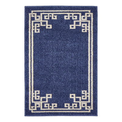 Tapis bleu foncé / beige Barreto