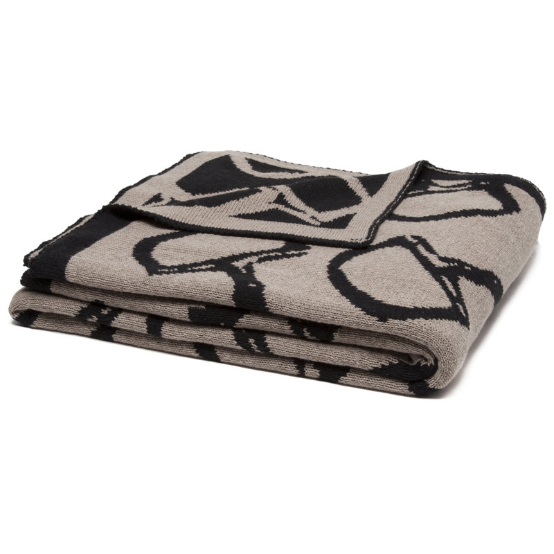 Knitted Throw Blanket, Hemp/Black