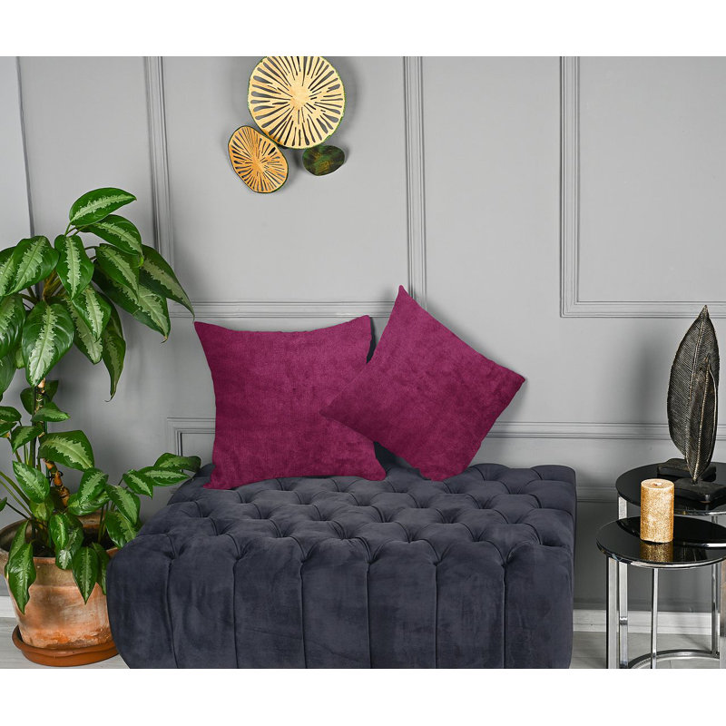 Matte Velvet Cushion Cover - 1 Pc, 46cm x 46cm, Ruby Magenta Pink
