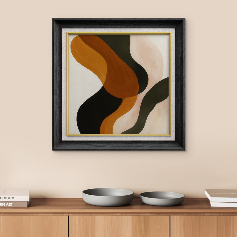 Art mural encadré de qualité supérieure - reproduction abstraite rétro pour décor de chambre à coucher - 26 po x 36 po, Noir