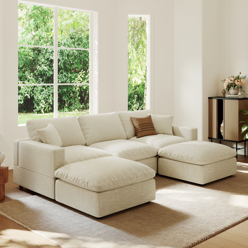 Canapé rembourré 5 places Cloud, canapé modulaire, canapé modulaire avec housse de coussin amovible pour le salon, 5