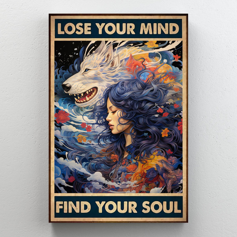 «Wolf Lose Your Mind», reproduction d'art rectangulaire sur toile tendue 1 pièce, H 36 po x l 24 po x P 1,25 po