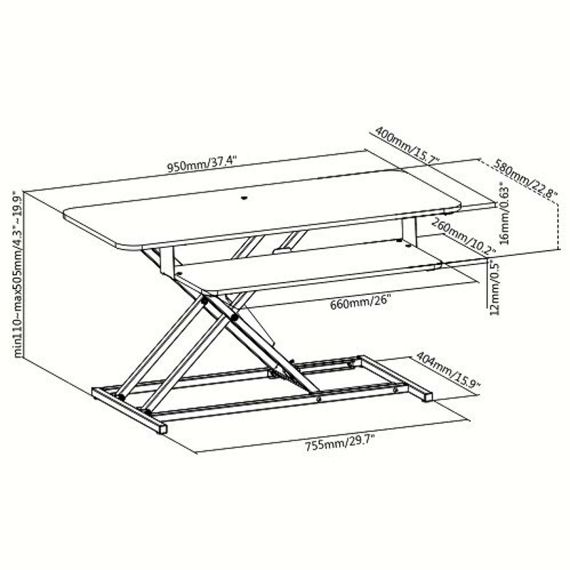 Adjustable Metal Base Standing Desk Converter