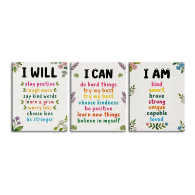 Purple Inspirational Phrase Design, 3 Pack 12"×16", Canvas Wall Decor for Living Room