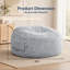 Fauteuil à billes 71 po en mousse géante, chaise longue surdimensionnée ronde avec poche latérale pour enfants, adolescents, adultes, gris-38961892