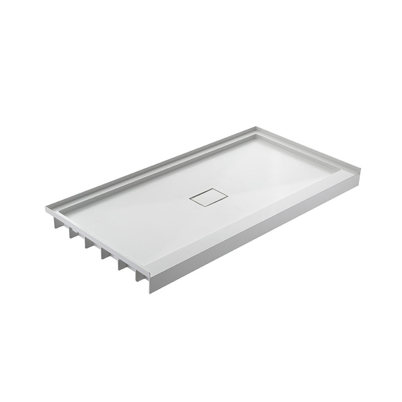 60 po L 32 po W Base de bac de douche en alcôve SMC avec drain central, 60"L X 32"W, Au centre