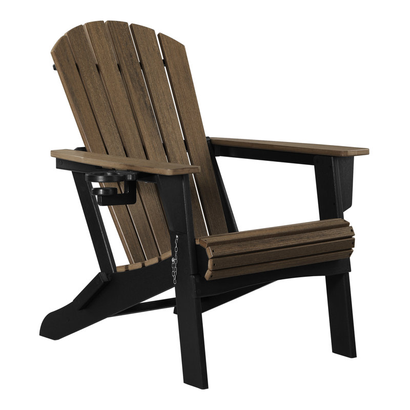 Chaise Adirondack pliante, noire, Gris / Noir