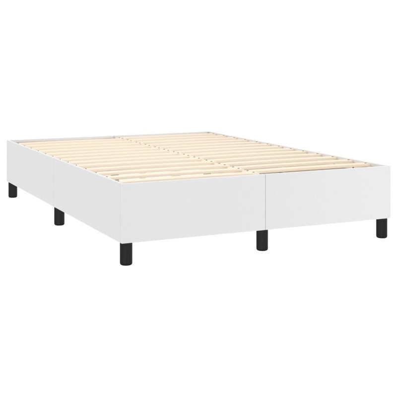 Sommier tapissier en similicuir blanc , Complète, Blanc