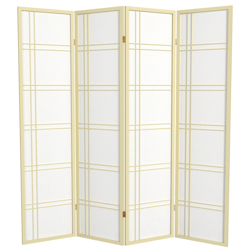 70.5" Tall Double Cross Shoji Panel Room Divider, 4, Natural, 5 ft