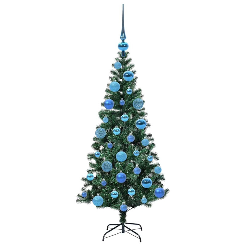 vidaXL Artificial Pre-lit Christmas Tree Green PVC and Metal, 3.94 ft