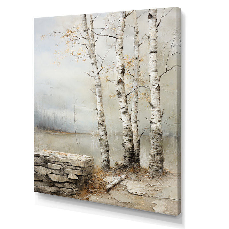 Rustic Birch Tree Charm - Art mural bouleau, H 20 po x l 12 po x P 1 po, Toile tendue