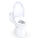 TOTO Ultramax Low Profile WASHLET+ S5 One-Piece Elongated 1.28 GPF Universal Height Toilet with CEFIONTECT, Cotton White - MW6183446CEFG#01