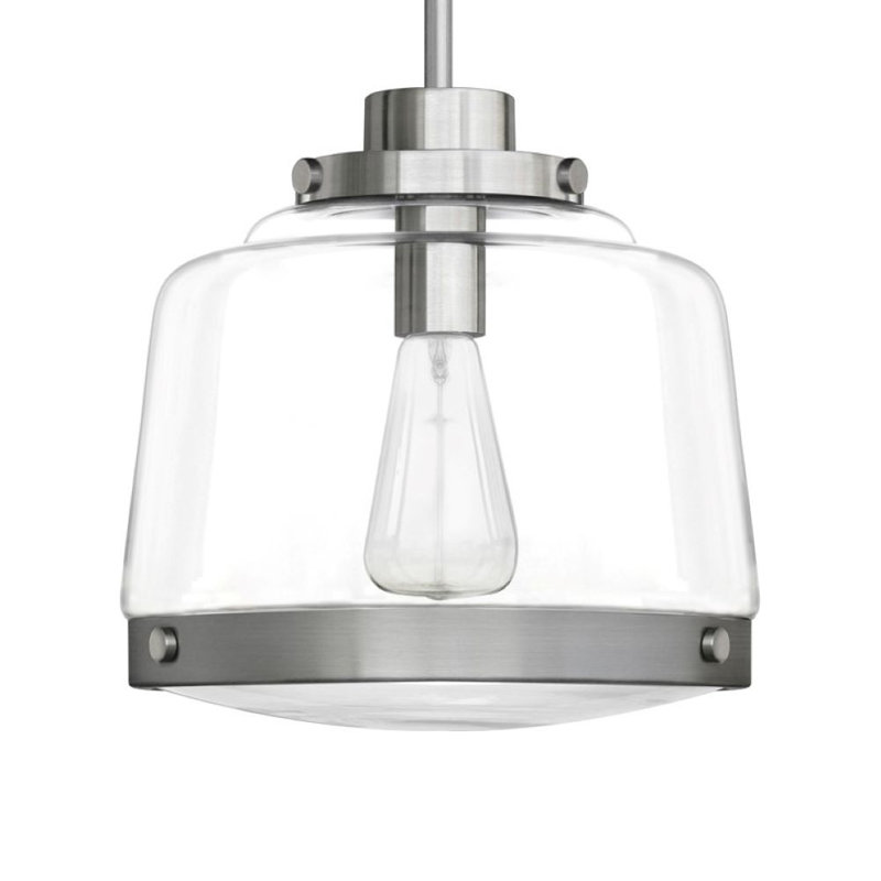 Luminaire suspendu cylindrique à 1 lumière, Acier Inoxydable