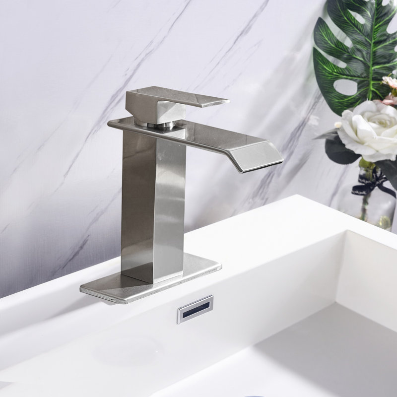 Single Handle Stainless Steel Bathroom Sink Faucet, Brushed Nickel