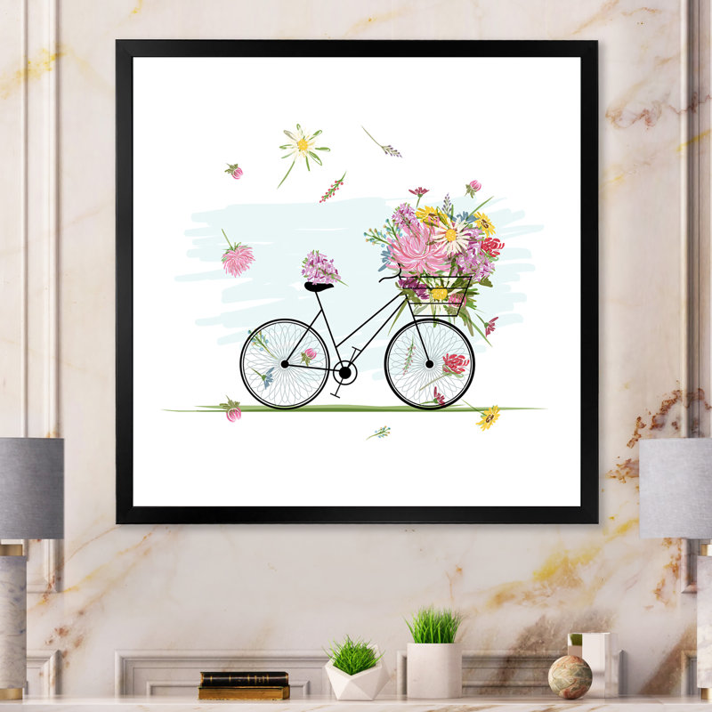 Floral Floral Illustration II - décoration murale glam sur toile, Cadre noir, H 16 po x l 16 po x P 1 po