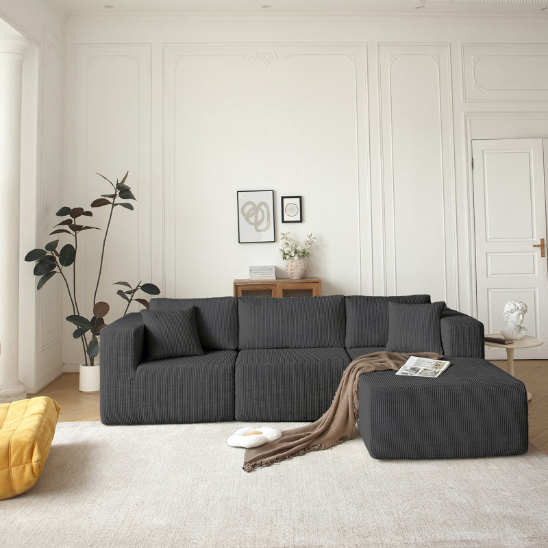 Canapé modulaire en L 3 pour la chambre à coucher Atalanta, Gris