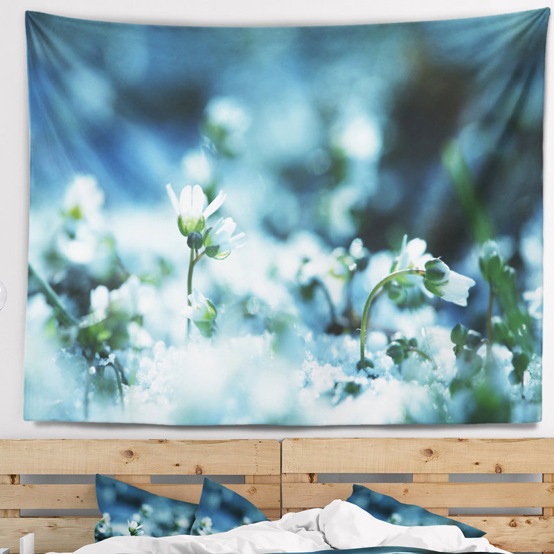 Tapisserie d’arrière-plan floral blanc fleurs, H 68 po x l 80 po