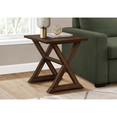 Versatile Transitional Walnut Veneer Accent Table, Perfect For Living Room And Bedroom, Spacious Square Top And Trestle Base