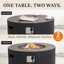 Table basse d'extérieur ronde au propane de 89,3 cm (35,19 po), 50 000 BTU, aspect bois, avec compartiment dissimulé pour la bouteille de propane.