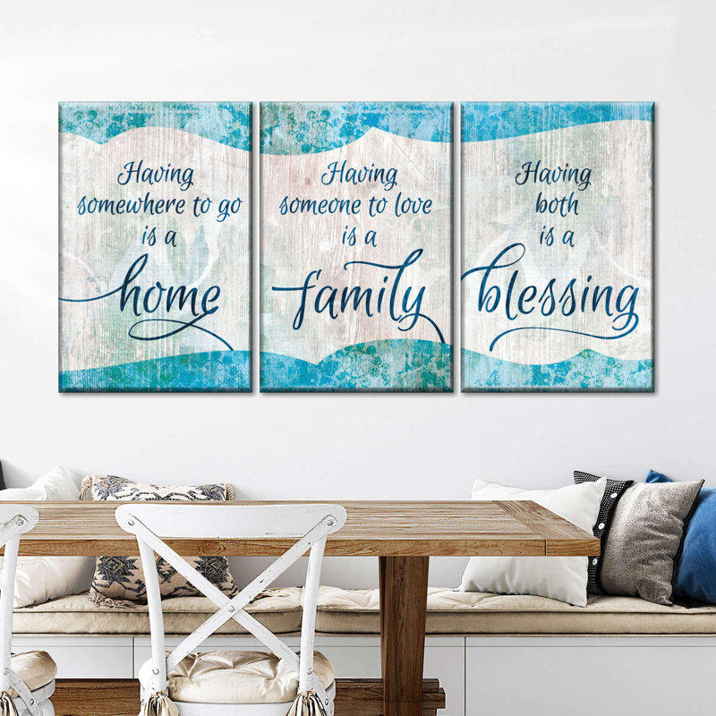 «Home Family Blessing Quote», reproduction sur toile, H 12 po x l 26 po x P 1 po