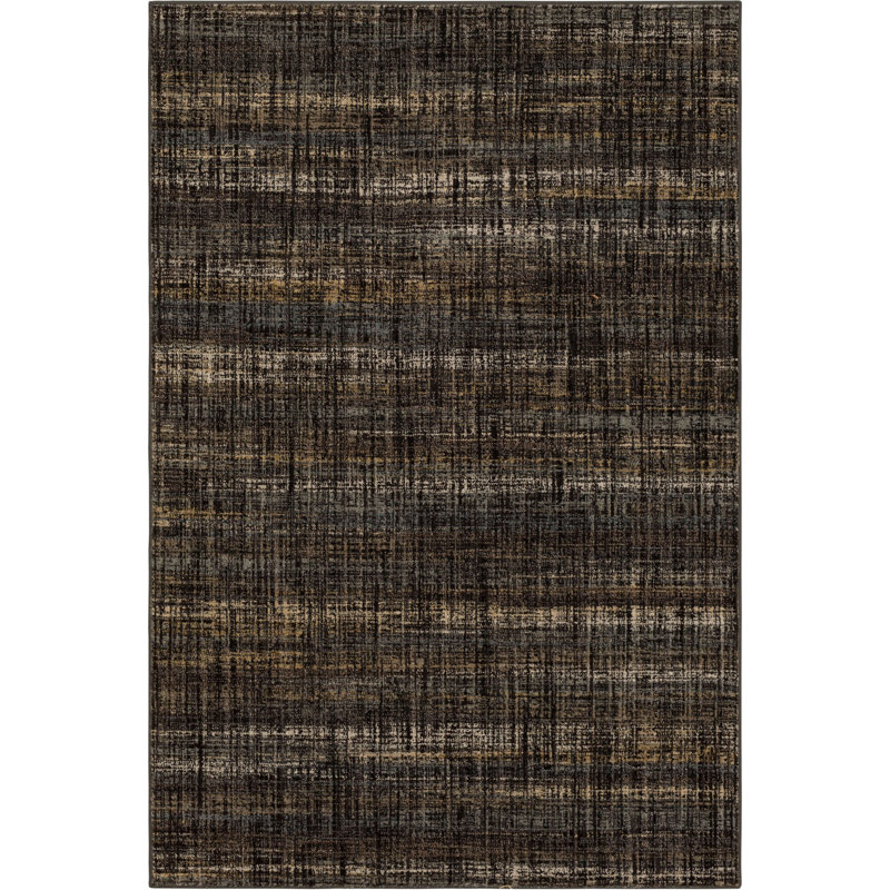 EverStrand Black and Beige Stripe Transitional Area Rug, 5'3" x 7'10"