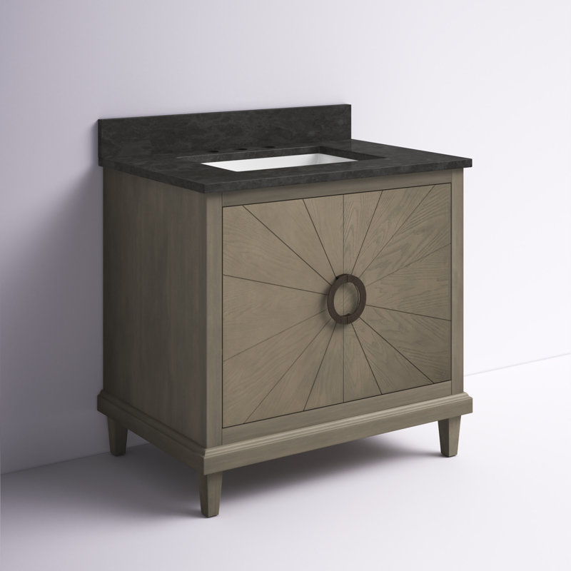 Calhoon 37'' Single Bathroom Vanity with Top, Blue Limestone
