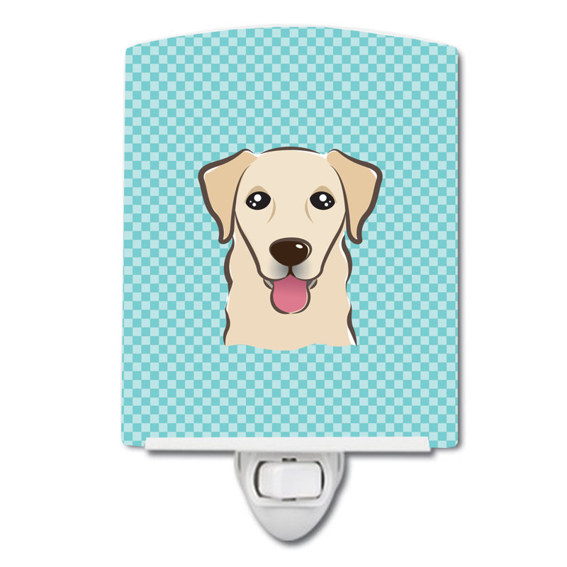 Checkerboard Wirehaired Dachshund Ceramic Night Light, Blue, Beige Golden Retriever