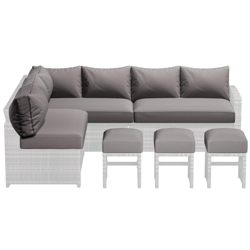 Outdoor Water-Resistant Replacement Cushions For Patio Conversation Sets, Dark Gray