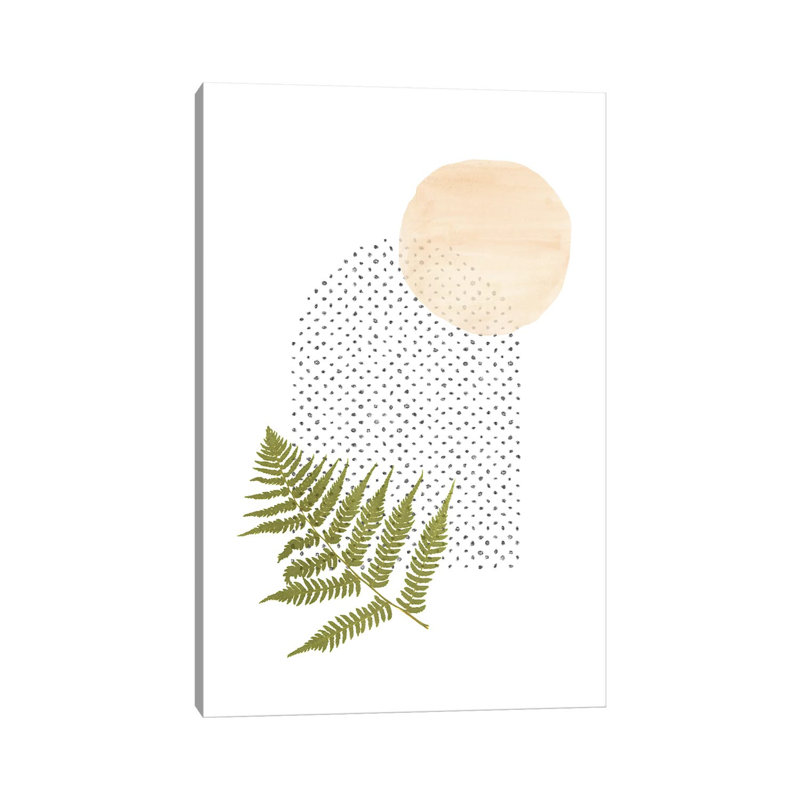 Fern and Abstract Shapes 1 Piece Painting on Canvas, 152.4cm H x 101.6cm W x 3.81cm D, Wrapped Canvas