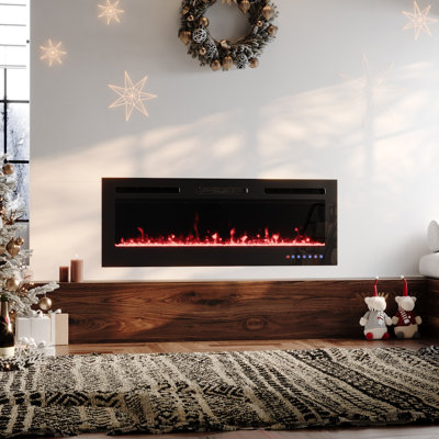 127cm Recessed & Wall-Mounted Electric Fireplace - 12 Led Flame Colours - 1800W Heater With Remote