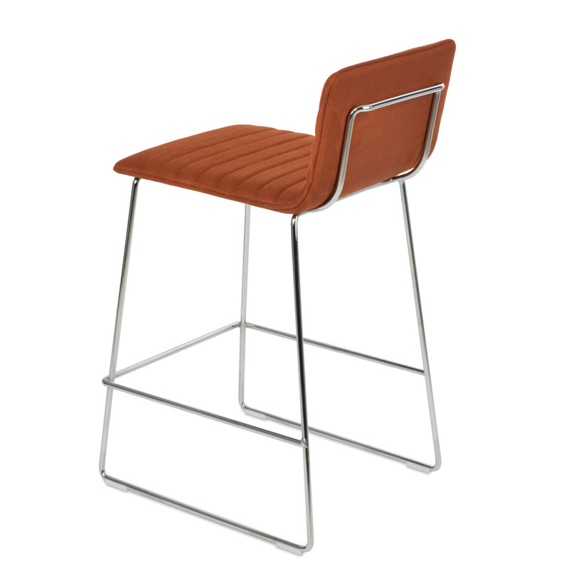 Corona HB Wire Full UPH Bar & Counter Stool in Nubuck Fabric, Cognac, Counter Stool (23" Seat Height)