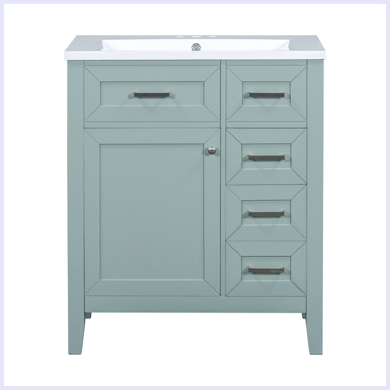 Ensemble de meuble-lavabo moderne avec lavabo et tiroirs, Vert