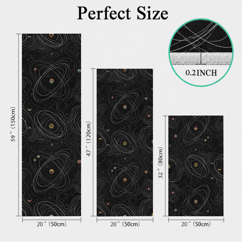 Celestial Orbits Non-Slip Washable Kitchen Mats