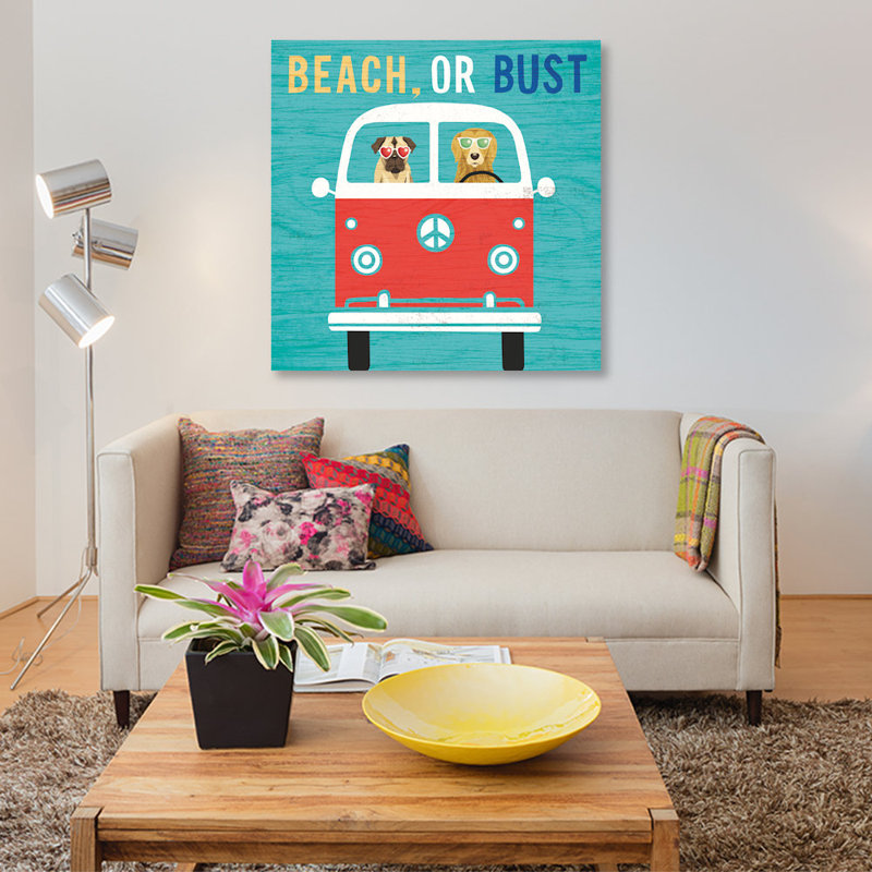 « beach bums series : vw bus », reproduction d’impression sur toile, H 48 po x l 48 po x P 1,5 po, Pas de tapis, Toile tendue