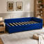Lit de jour rembourré avec lit gigogne, structure de lit en bois robuste, conception de grille de diamant moderne, pour chambre à coucher, chambre d'amis (bleu marine)-586016620